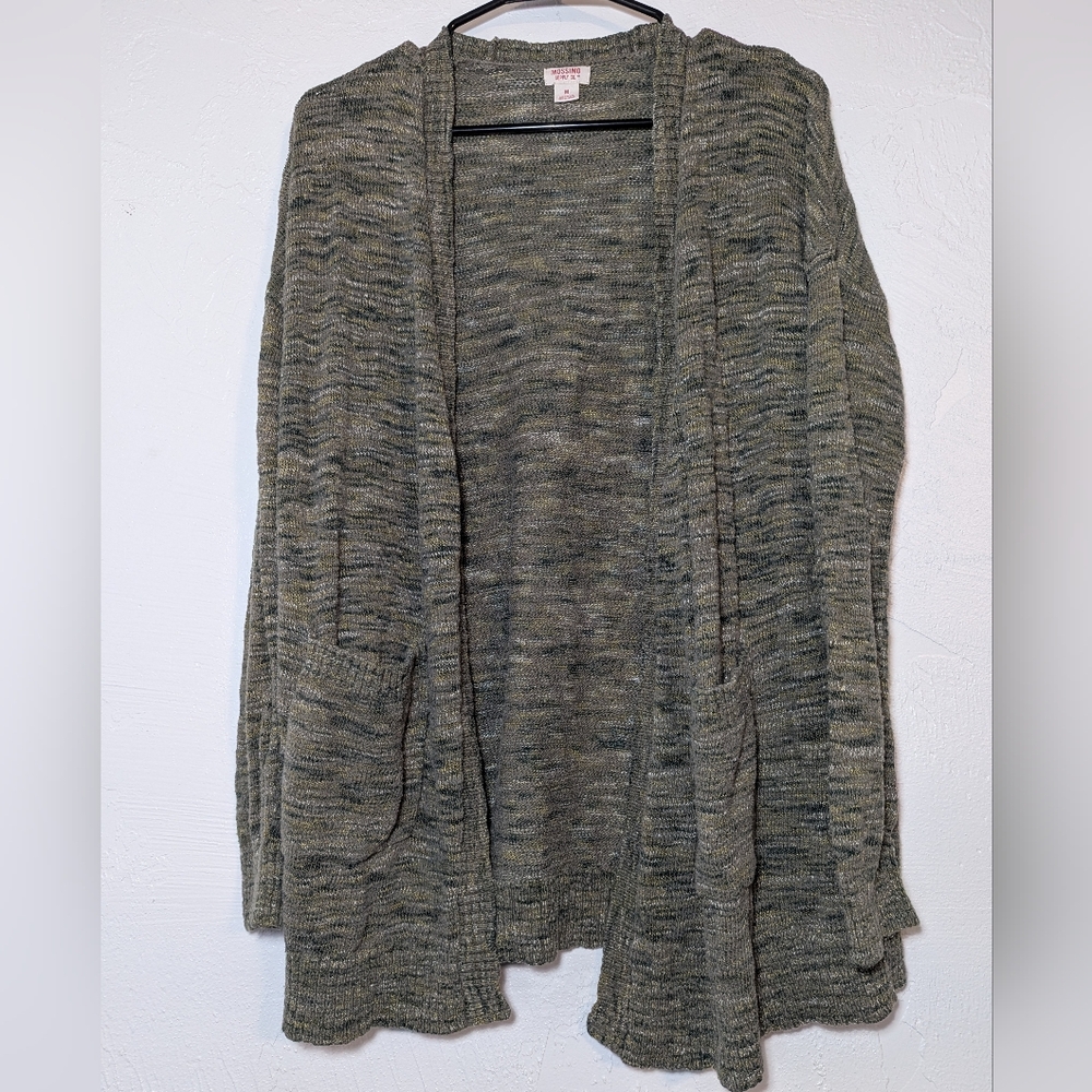 Olive Green Knit Cozy Office Cardigan Sweater Layering Goblincore Neutral Fall